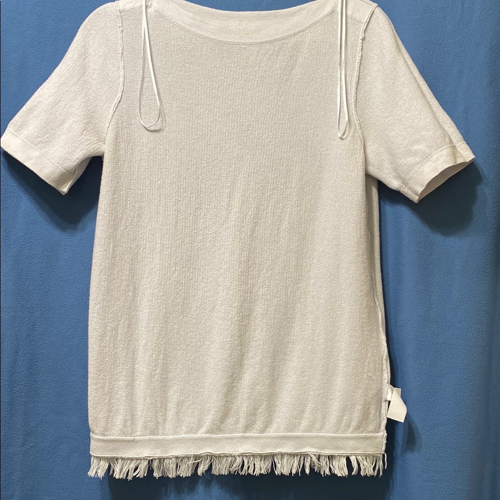 Elegant Light Blue Fringe Hem Women's Top - Picture 12 of 16